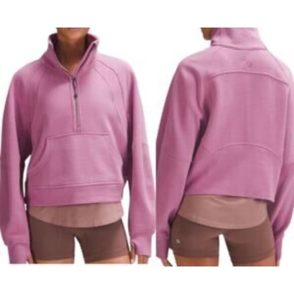 Lululemon Womens XS Oversized Half-Zip Pullover Sweatshirt Purple Cotton & Span - Picture 1 of 9